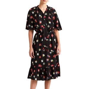 Ralph Lauren Black Floral Midi Dress